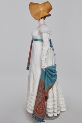 Lot 110 - A white percale cotton gown, English, circa 1815