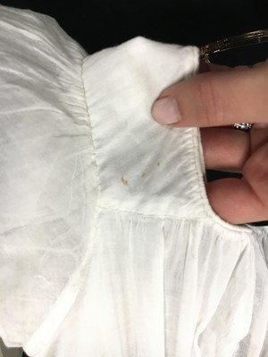 Lot 110 - A white percale cotton gown, English, circa 1815
