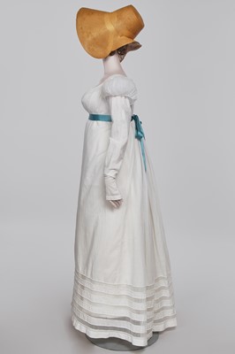 Lot 110 - A white percale cotton gown, English, circa 1815
