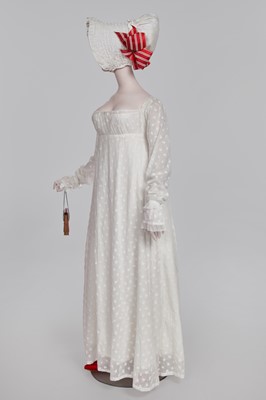 Lot 55 - A whitework embroidered muslin day dress, English, circa 1808