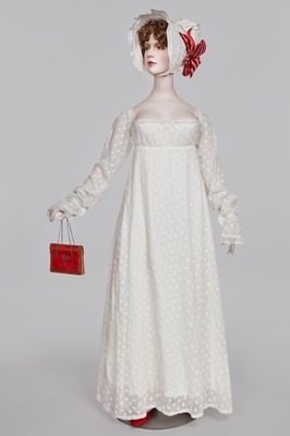 Lot 55 - A whitework embroidered muslin day dress, English, circa 1808