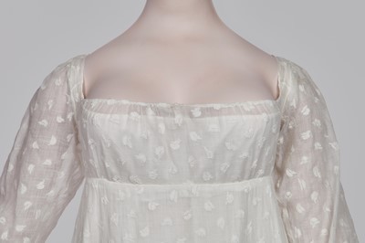 Lot 55 - A whitework embroidered muslin day dress, English, circa 1808