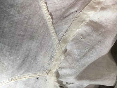 Lot 33 - A white cotton gown with silver Indian embroidery with pointed train, German, 1803-1805