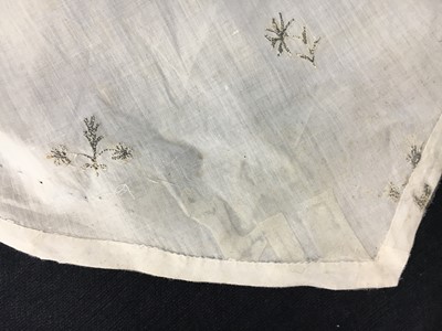 Lot 33 - A white cotton gown with silver Indian embroidery with pointed train, German, 1803-1805