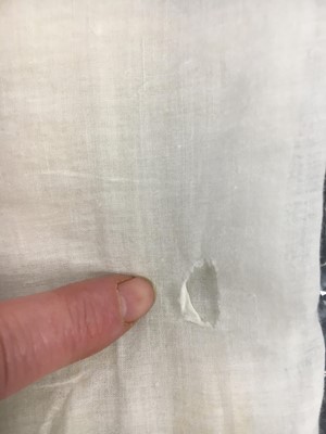 Lot 33 - A white cotton gown with silver Indian embroidery with pointed train, German, 1803-1805