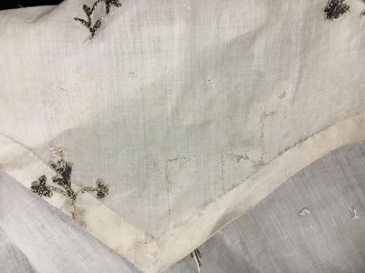 Lot 33 - A white cotton gown with silver Indian embroidery with pointed train, German, 1803-1805
