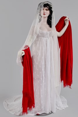 Lot 13 - A rare embroidered linon 'Merveilleuse' gown, French, 1796-1800