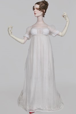 Lot 39 - A fine Indian muslin evening dress with long train, English, 1804-05