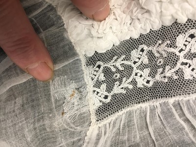Lot 39 - A fine Indian muslin evening dress with long train, English, 1804-05
