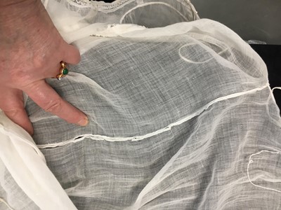 Lot 39 - A fine Indian muslin evening dress with long train, English, 1804-05