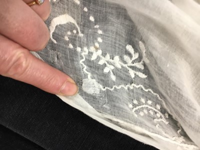 Lot 39 - A fine Indian muslin evening dress with long train, English, 1804-05
