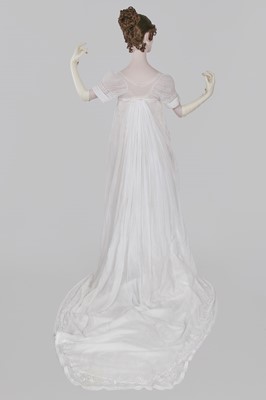 Lot 39 - A fine Indian muslin evening dress with long train, English, 1804-05