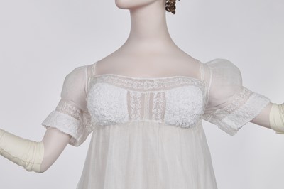 Lot 39 - A fine Indian muslin evening dress with long train, English, 1804-05