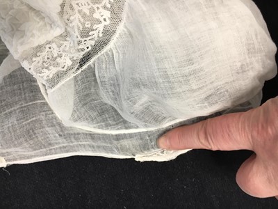 Lot 39 - A fine Indian muslin evening dress with long train, English, 1804-05