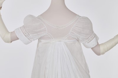 Lot 39 - A fine Indian muslin evening dress with long train, English, 1804-05