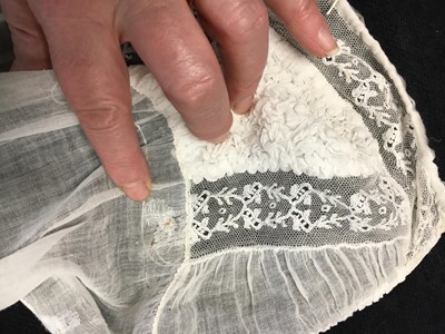 Lot 39 - A fine Indian muslin evening dress with long train, English, 1804-05