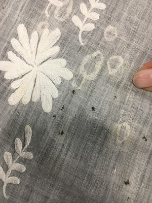 Lot 31 - A whitework embroidered muslin gown with long train, French, circa 1800