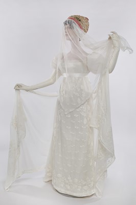 Lot 46 - A whitework embroidered muslin dress and stole, French, circa 1806