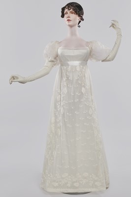 Lot 46 - A whitework embroidered muslin dress and stole, French, circa 1806