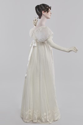 Lot 46 - A whitework embroidered muslin dress and stole, French, circa 1806