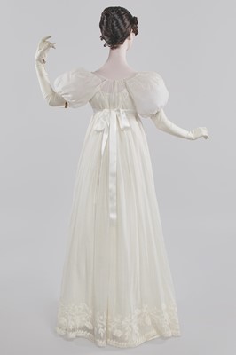 Lot 46 - A whitework embroidered muslin dress and stole, French, circa 1806