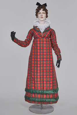 Lot 115 - A tartan bombazine carriage dress, probably Scottish, circa 1817