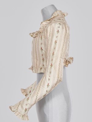 Lot 2 - A striped silk caraco, French, circa 1795