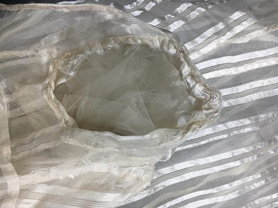 Lot 89 - An ivory striped silk gauze ball gown, English, circa 1812