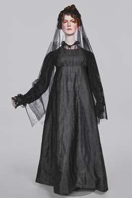 Lot 97 - A sarsanet mourning gown, French, circa 1813