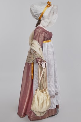 Lot 23 - A mauve shot-silk transition gown, French, circa 1800