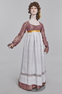 Lot 23 - A mauve shot-silk transition gown, French, circa 1800