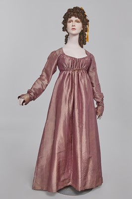 Lot 23 - A mauve shot-silk transition gown, French, circa 1800