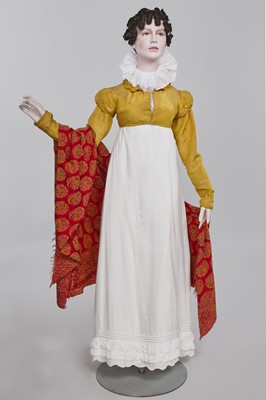 Lot 114 - A yellow silk twill gros de Tours silk spencer, probably English, 1815-17