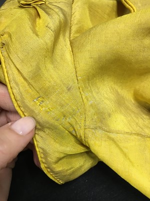 Lot 114 - A yellow silk twill gros de Tours silk spencer, probably English, 1815-17