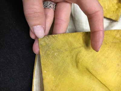 Lot 114 - A yellow silk twill gros de Tours silk spencer, probably English, 1815-17