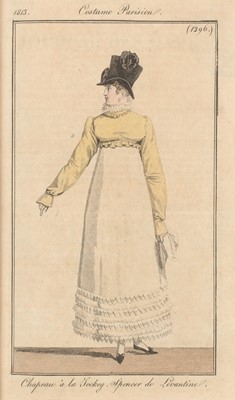 Lot 114 - A yellow silk twill gros de Tours silk spencer, probably English, 1815-17