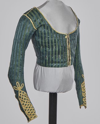 Lot 3 - A striped silk Hussar-style jacket, French, circa 1795