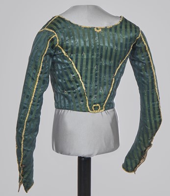 Lot 3 - A striped silk Hussar-style jacket, French, circa 1795