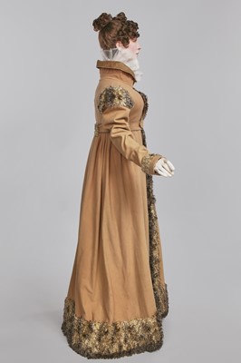 Lot 116 - A fine wool redingote with faux fur (silk shag) trim, French, 1815-20