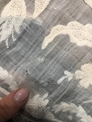 Lot 41 - A whitework embroidered muslin dress with trained hem, French, circa 1803