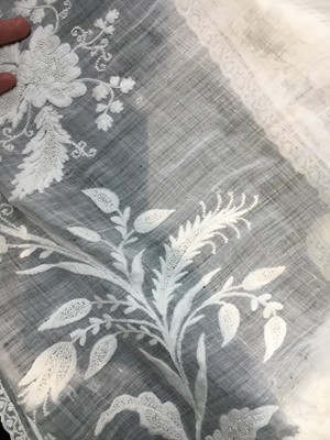 Lot 41 - A whitework embroidered muslin dress with trained hem, French, circa 1803