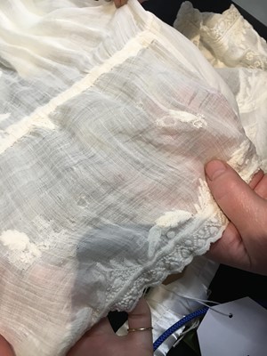 Lot 41 - A whitework embroidered muslin dress with trained hem, French, circa 1803