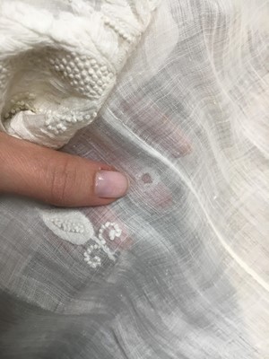 Lot 41 - A whitework embroidered muslin dress with trained hem, French, circa 1803