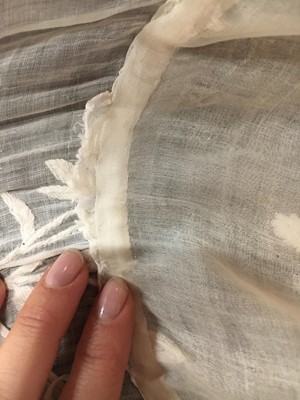Lot 41 - A whitework embroidered muslin dress with trained hem, French, circa 1803