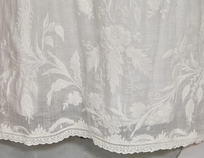 Lot 41 - A whitework embroidered muslin dress with trained hem, French, circa 1803