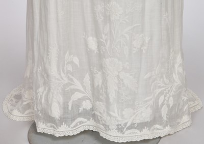 Lot 41 - A whitework embroidered muslin dress with trained hem, French, circa 1803