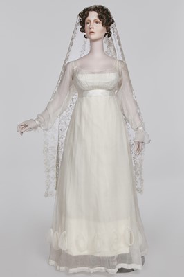 Lot 113 - A white muslin dress, English, circa 1815-16