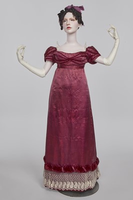 Lot 91 - A pink satin evening gown, probably English, circa 1812