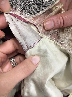 Lot 91 - A pink satin evening gown, probably English, circa 1812