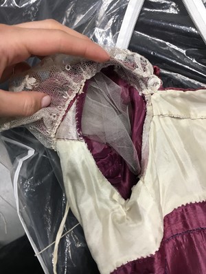 Lot 91 - A pink satin evening gown, probably English, circa 1812